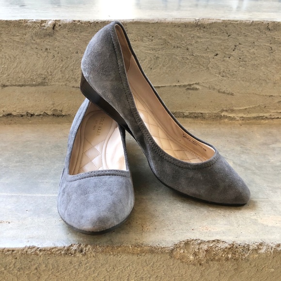 Cole Haan Shoes - Cole Haan Tali Gray Suede Point Toe Wedges Heels 6